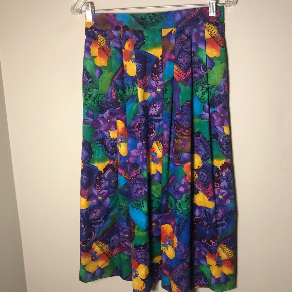 Vintage 80s Multicolor Patterned Skirt